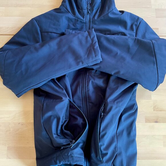 Champion Men's Navy Blue Quilted Hooded Waterproof Jacket size Medium Adjustable - Picture 2 of 11